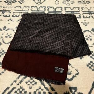 Liberty of London Navy Blue Silk Wool Long Men’s Scarf 49" x 11.5"